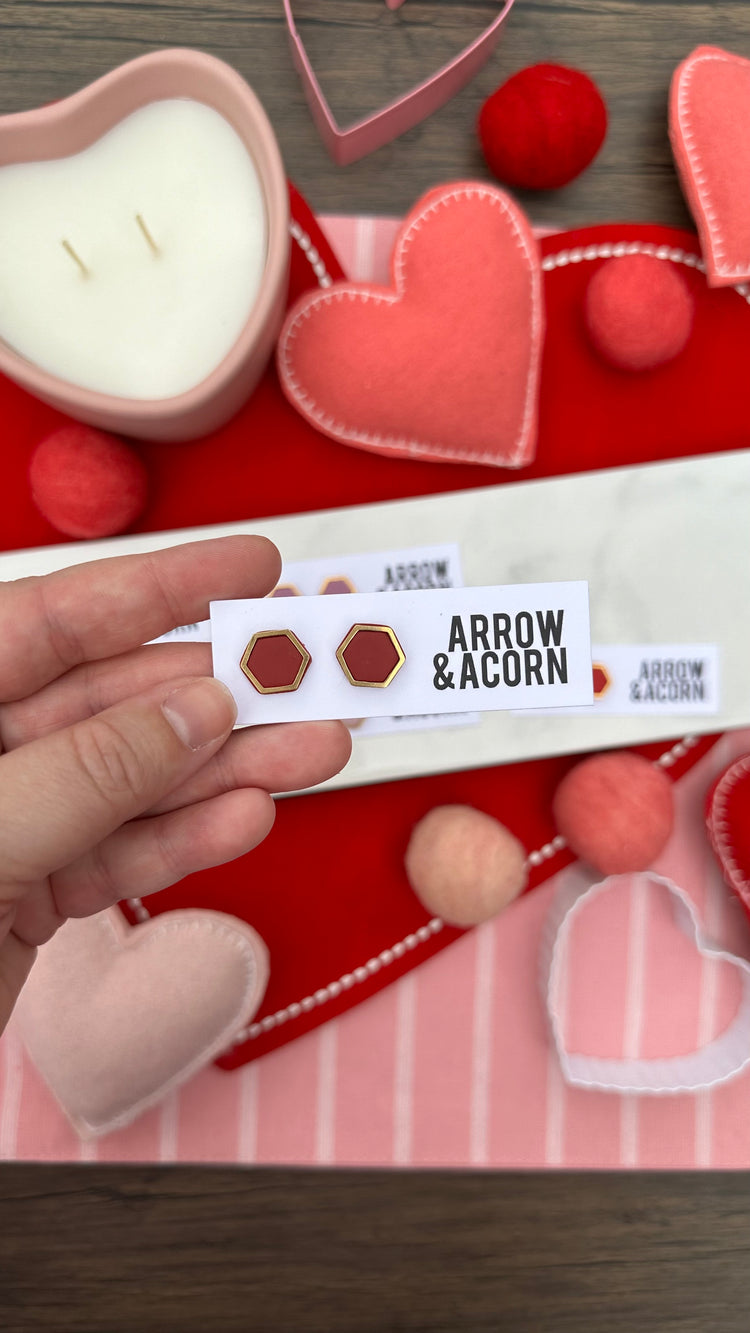 Hexagon Charm Studs
