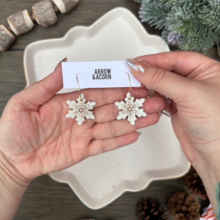 Snowflake Charm Hoops