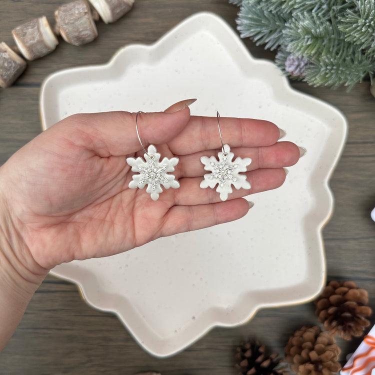 Snowflake Charm Hoops