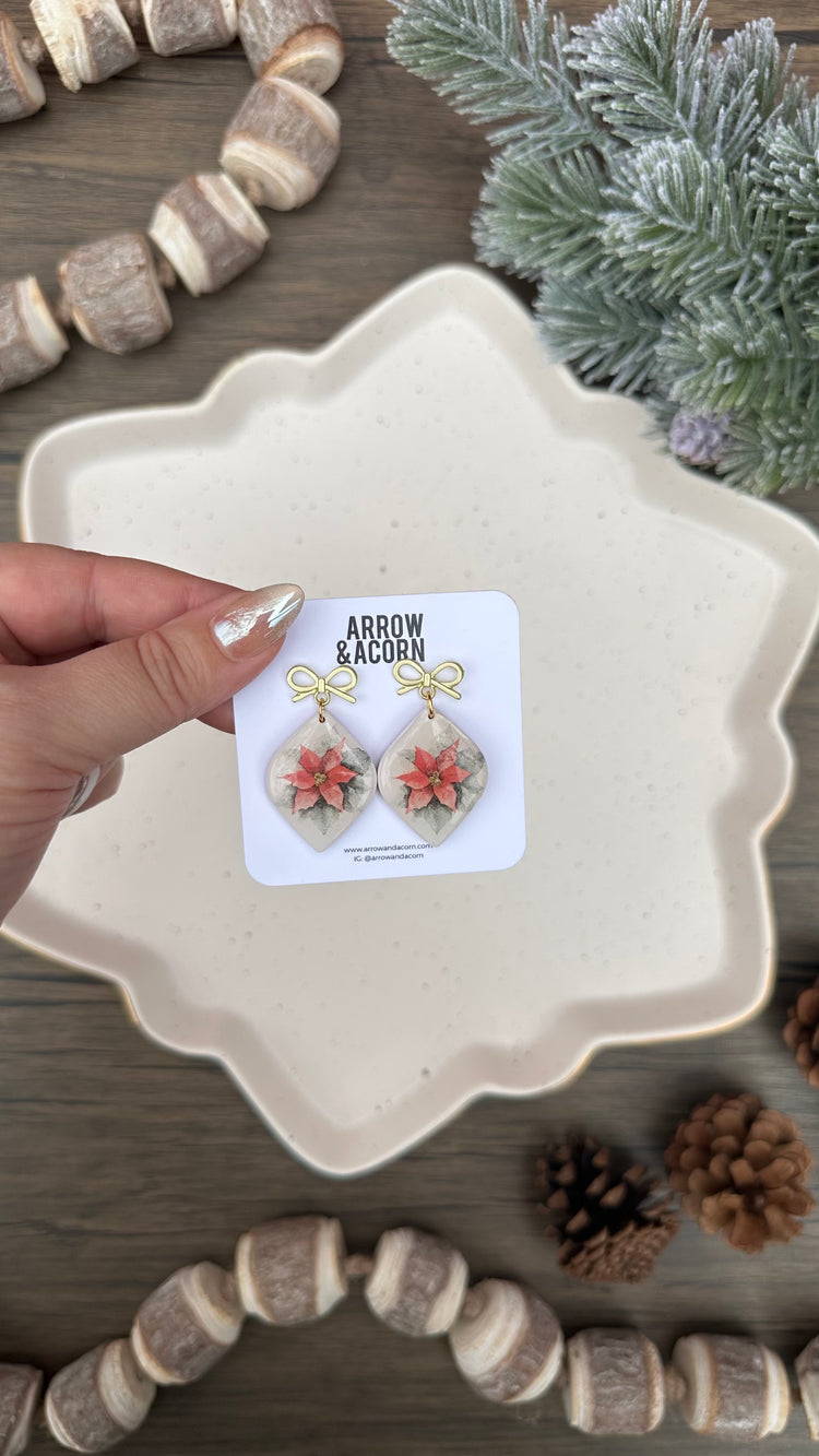 Poinsettia Print Dangles