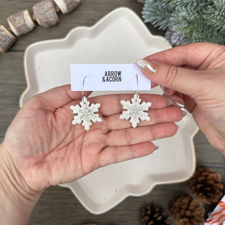 Snowflake Charm Hoops